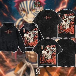 [Shibuya] Akaza Upper Moon 3 T-Shirt, Demon Slayer Infinity Castle Arc Graphic Tee, Vintage Washed Oversized Anime Shirt, Soft Cotton Streetwear Clothes, Unisex Manga Apparel, Gift for Demon Slayer Fans