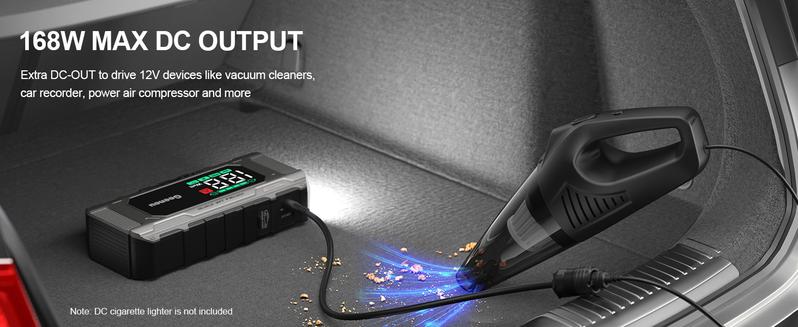 Car Jump Starter Power Pack 10000A Peak with PD 18W Fast Charging, Battery Jumper Starter Portable 12V Car Battery Charger Jump Box Booster Pack (All Gas/10L Diesel),Large Screen,150W DC, Lights