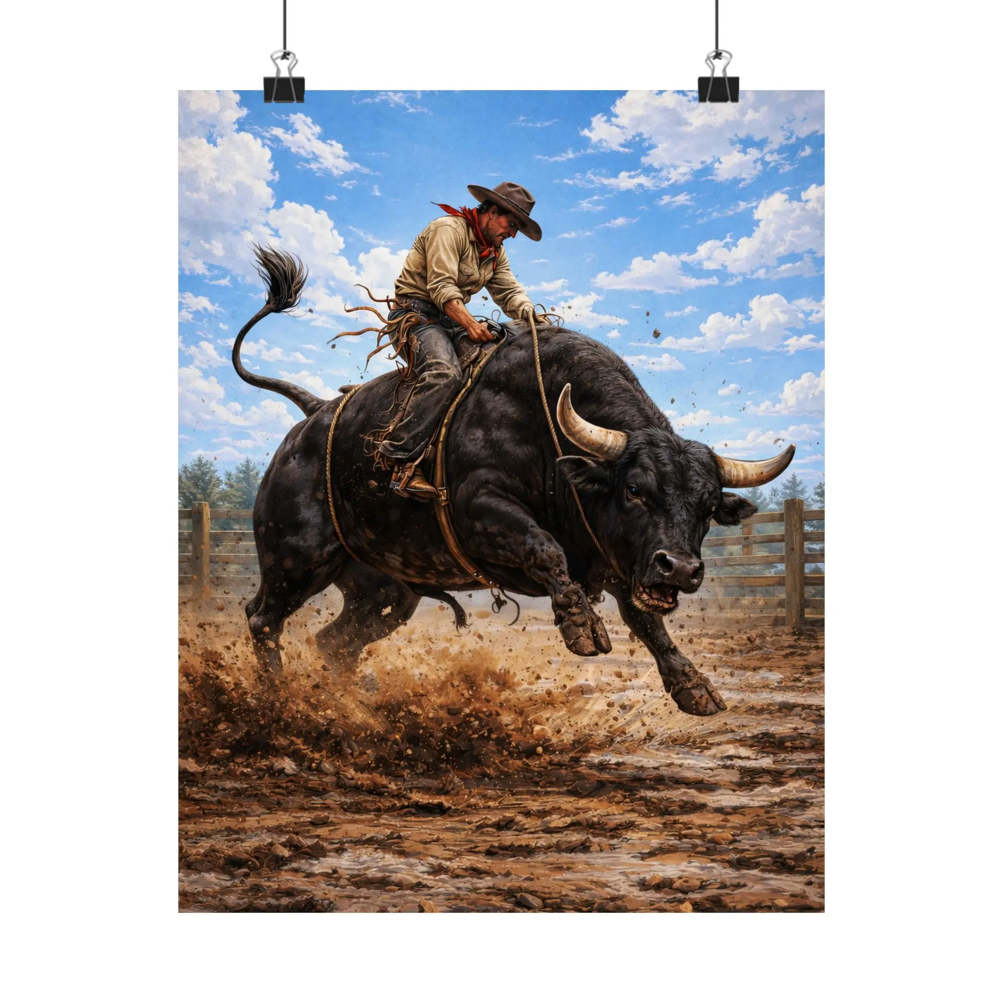 Rodeo Cowboy Western Bull Rider Poster