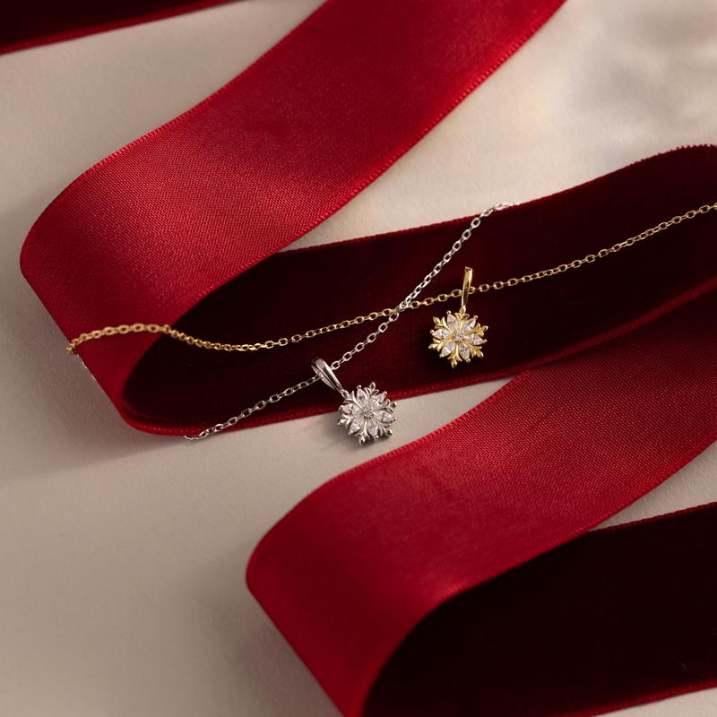 Diamond Poinsettia Necklace by Caitlyn Minimalist