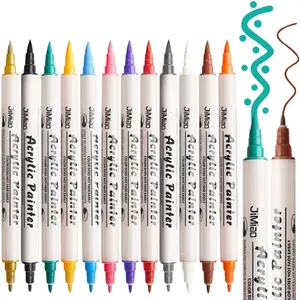 TBC The Crafts 24 pcs Dual Tip Acrylic Paint Markers, Non-Toxic, Odorless Dual Tip Markers with Fine & Broad Tips, Professional-Grade Paint for DIY Crafts, for paper, Pottery, Glass, Fabric, Wood, Metal, - Portable
