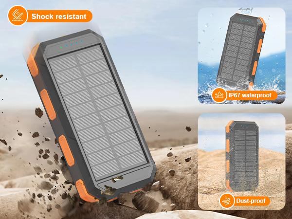 Solar Charger Power Bank 38800mAh-20000mAh, Portable Charger, 4 Cables 3 Ports Fast Charging External Battery Pack with USB C for Cell Phones, Solar Panel Charger with Dual Flashlight for Camping