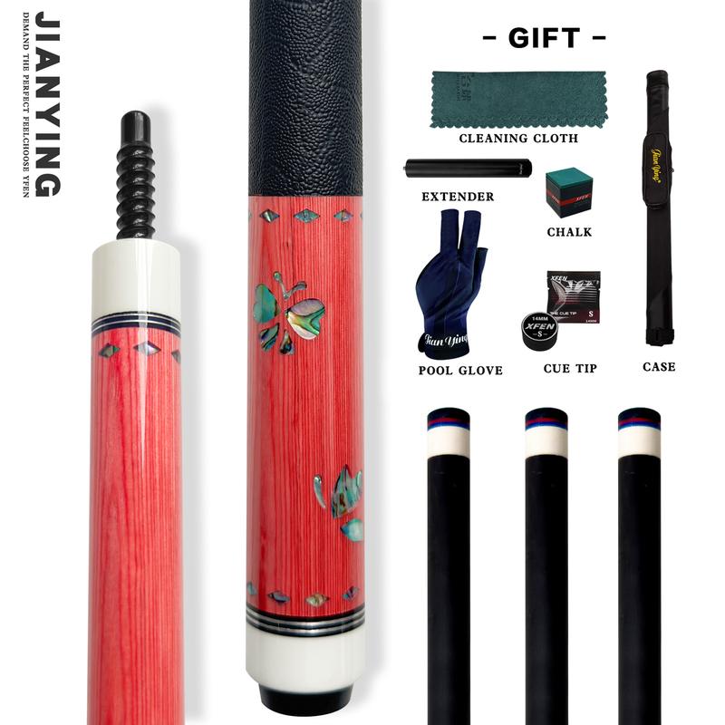 The world's first carbon fiber 1/2 billiard cue comes with a cue box and accessories. It features a 58 inch, 11.8mm cue tip and is suitable for both home and club use. Comes with cue case + leather tip + gloves + towel + chalk