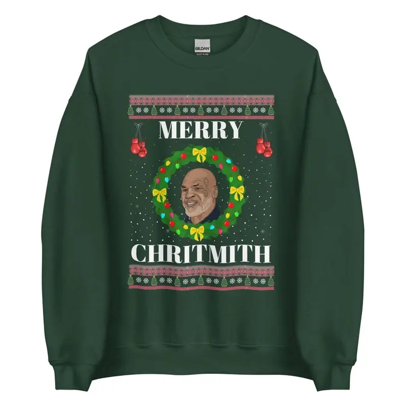 Merry Chrithmith Ugly Christmas Sweater, Mike Tyson Funny Christmas Sweatshirt, Ugly Christmas Sweater Menswear Athletic