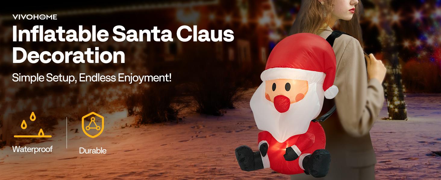 VIVOHOME Christmas Inflatable Outdoor Decoration, Santa on Green Sleigh, Santa and Christmas Tree, Navidad Blow Up Yard Decor with Built-in LED Light for Lawn, Garden, Party Ornament Water Proof VIVOHOME Christmas Inflatable Outdoor Decoration, Santa on Green Sleigh, Santa and Christmas Tree, Navidad Blow Up Yard Decor with Built-in LED Light for Lawn, Garden, Party Ornament Water Proof