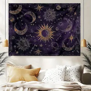 1pc Starry Night and Dreamy Canvas Print Decorative Rug, Retro Art Rug, Bedroom, Office, Party Decoration Room Decoration, Ideal Creative Gift
