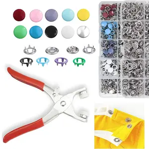 100Pcs Metal Snap Fasteners Press Studs Kit - W/ Fastener Pliers Tool for Sewing DIY Craft Clothing Hats Bags Leather Repair