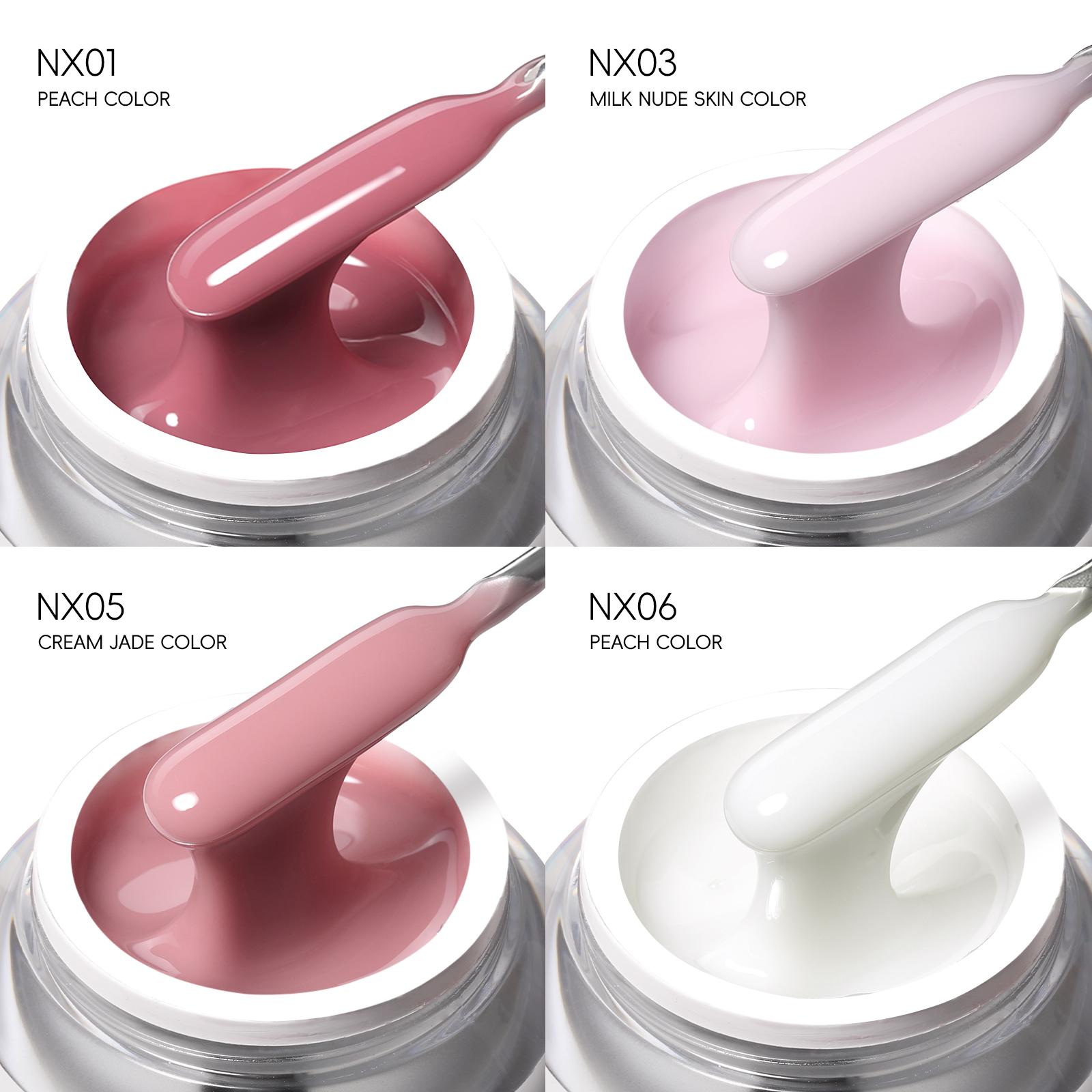 TRICOLOR FISH 3in1 Building Gel Set 4 Colors French Rectangular Pastel Soft Gel Nail Art Short Oval Square Extension DIY Home Nail Art Pen Base Coat