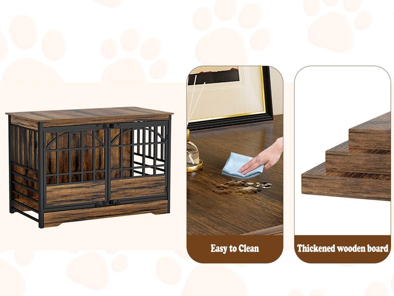 COZPAW Heavy Duty Dog Crate Furniture, 52/78/86 Inch Wooden Dog Kennel Indoor for XLarge Breed, Dog Crates for Large Dogs with Double Doors, Decorate as House TV Stand, End Table-White Brown COZPAW Heavy Duty Dog Crate Furniture, 52/78/86 Inch Wooden Dog Kennel Indoor for XLarge Breed, Dog Crates for Large Dogs with Double Doors, Decorate as House TV Stand, End Table-White Brown