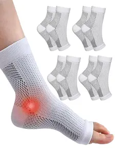 4 Pairs Plantar Fasciitis Relief Compression Socks - Open Toe Arch Support Anti-Fatigue for Women Men Yoga Gym Cycling Running