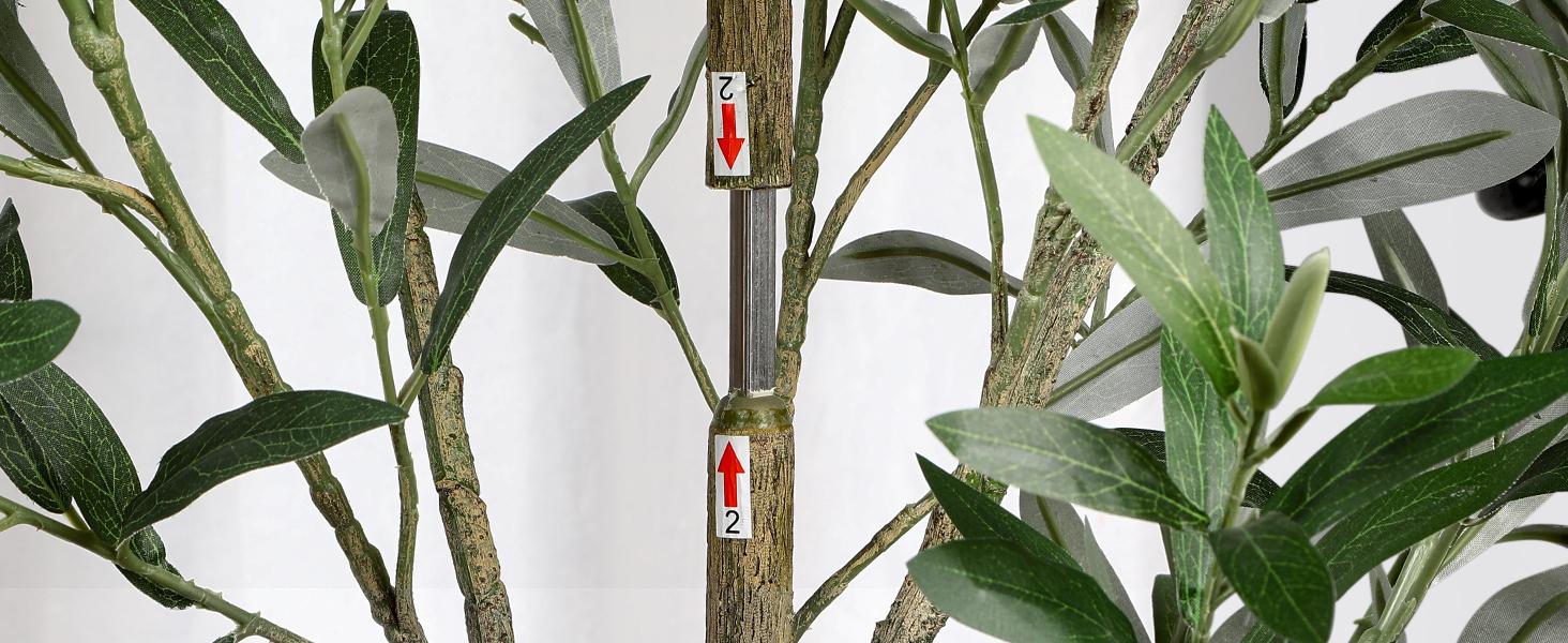 SHareconn Double Rod Design Artificial Olive Tree Faux Potted Plant with Natural Wood Trunk Realistic Olives Ideal for Home Decor Nature Gifts - Wooden