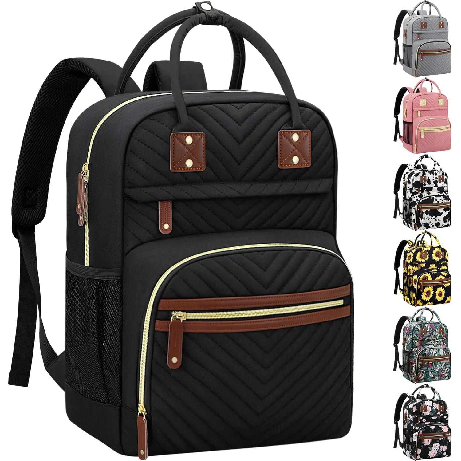 Diaper Bag Backpack for Women, Large Baby Diaper Bag Backpack with Insulated Bottle Pockets, Waterproof Travel Diaper Bag for Mom & Dad, Multifunction Baby Bag with Stroller Straps, Black