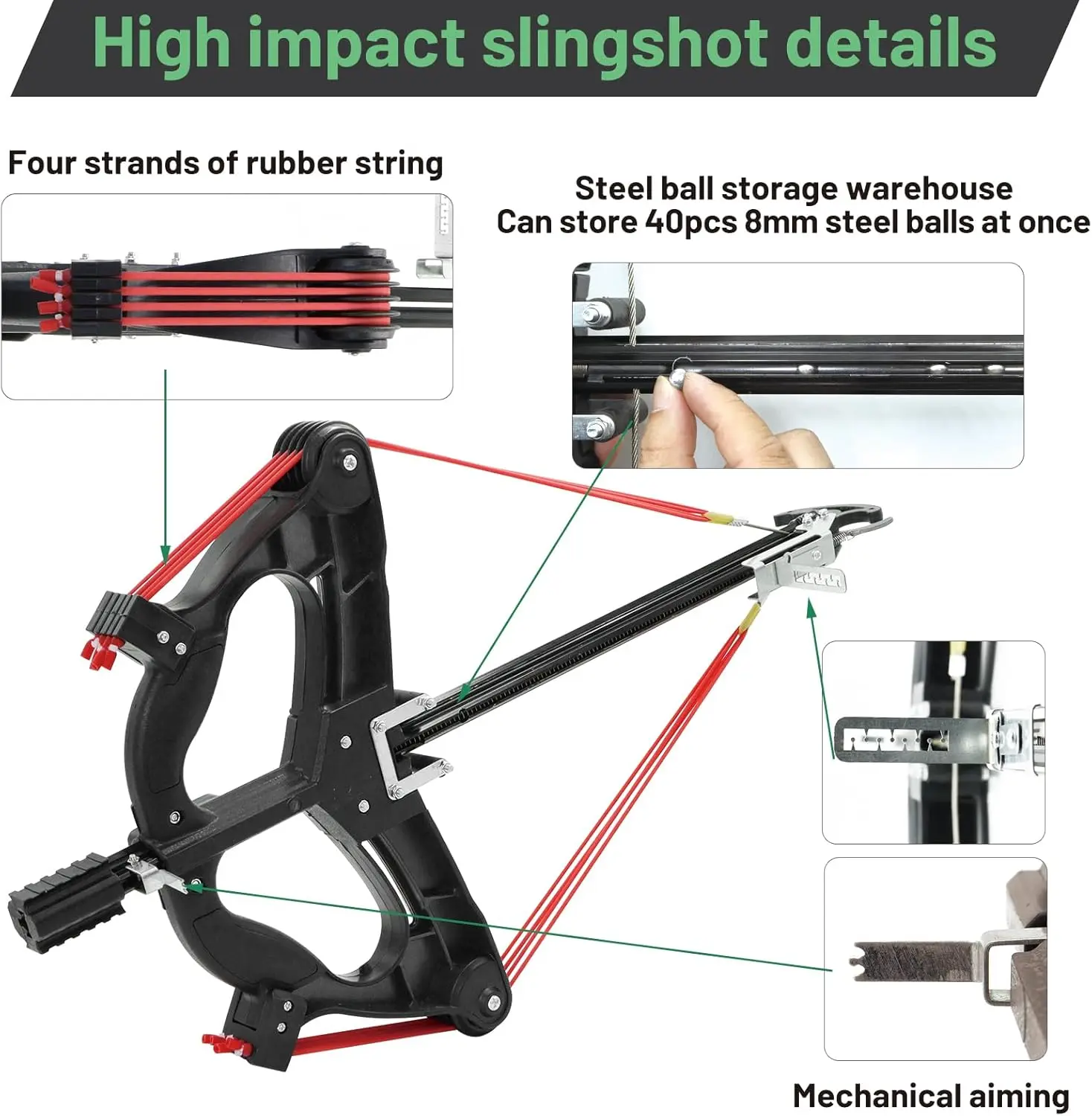 Professional Compound Slingshot Bow for Adult Continuous Shooting Slingshot | High Impact Slingshot with Sight and 200 Steel Balls and 8 Rubber Bands