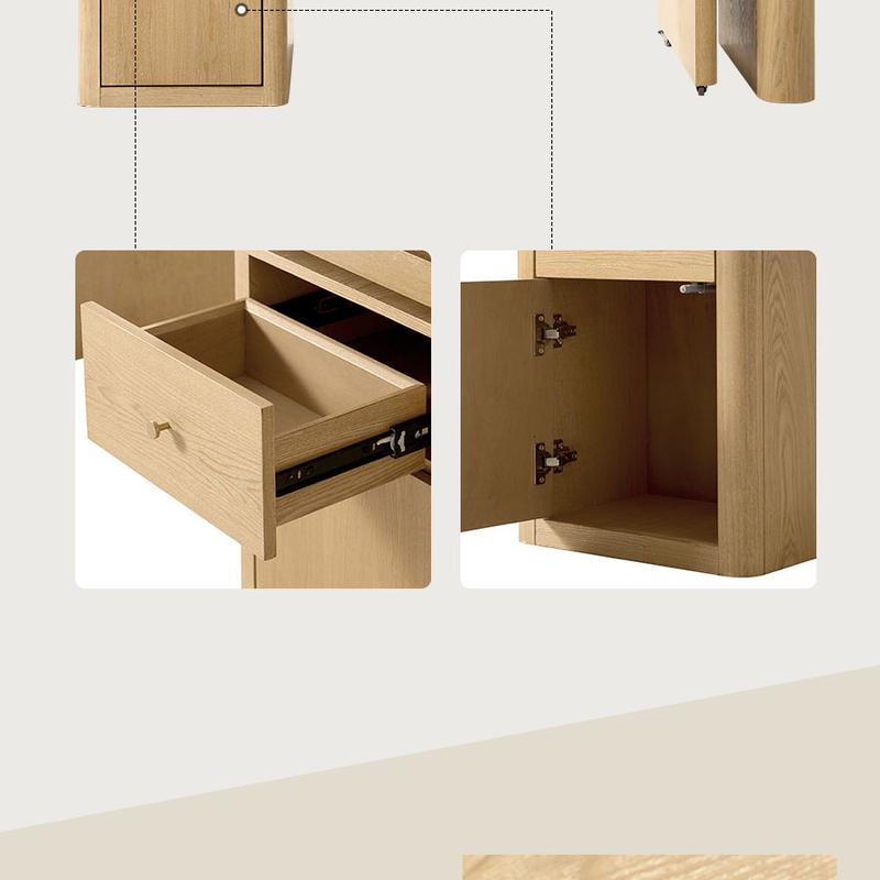 HULALA Veritas Home Office 360-Degree Rotating Desk with Flip-Top Lid Electric Height-Adjustable Design Side Cabinet Drawers Storage L Shaped Wood Finish Ergonomic