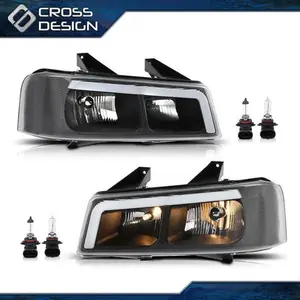 CROSSDESIGN Pair LED Headlights Lamp Clear / Black Fit For 2003-19 Chevy Express GMC Savana