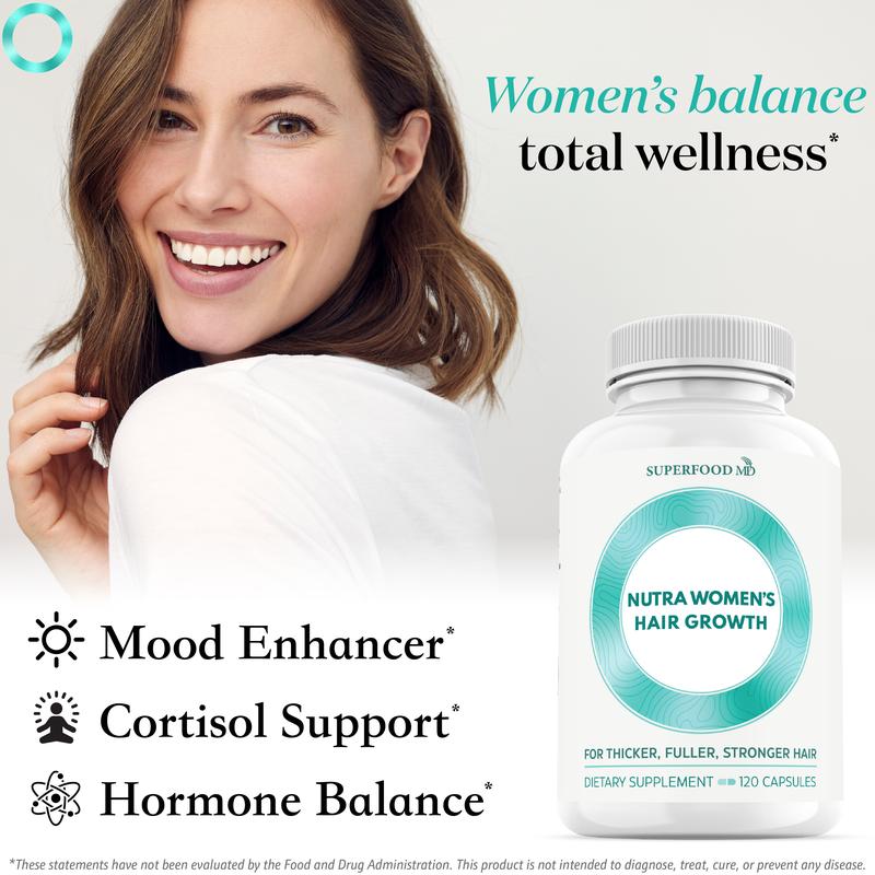 Women's Balance Hair Growth Supplements, Ages 45 and Up, Customer Proven for Visibly Thicker Hair and Scalp Coverage, Soy-Free, Made with 26 Ingredients Including Beta Carotenes