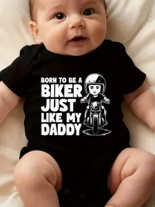 100% Cotton Baby Onesie Born to Be a Biker Just Like My Daddy Newborn Infant Romper Cute Motorcycle Outfit Baby Boy Clothes Funny Bodysuit