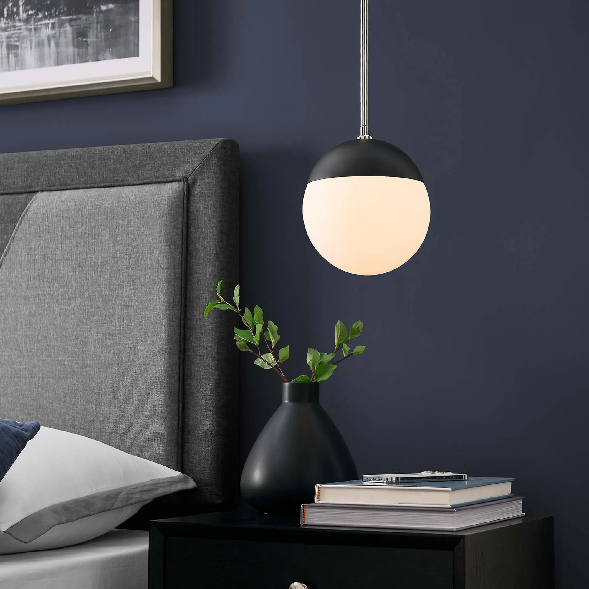 Modway Stellar 1-Light Pendant Light in Opal Polished Nickel