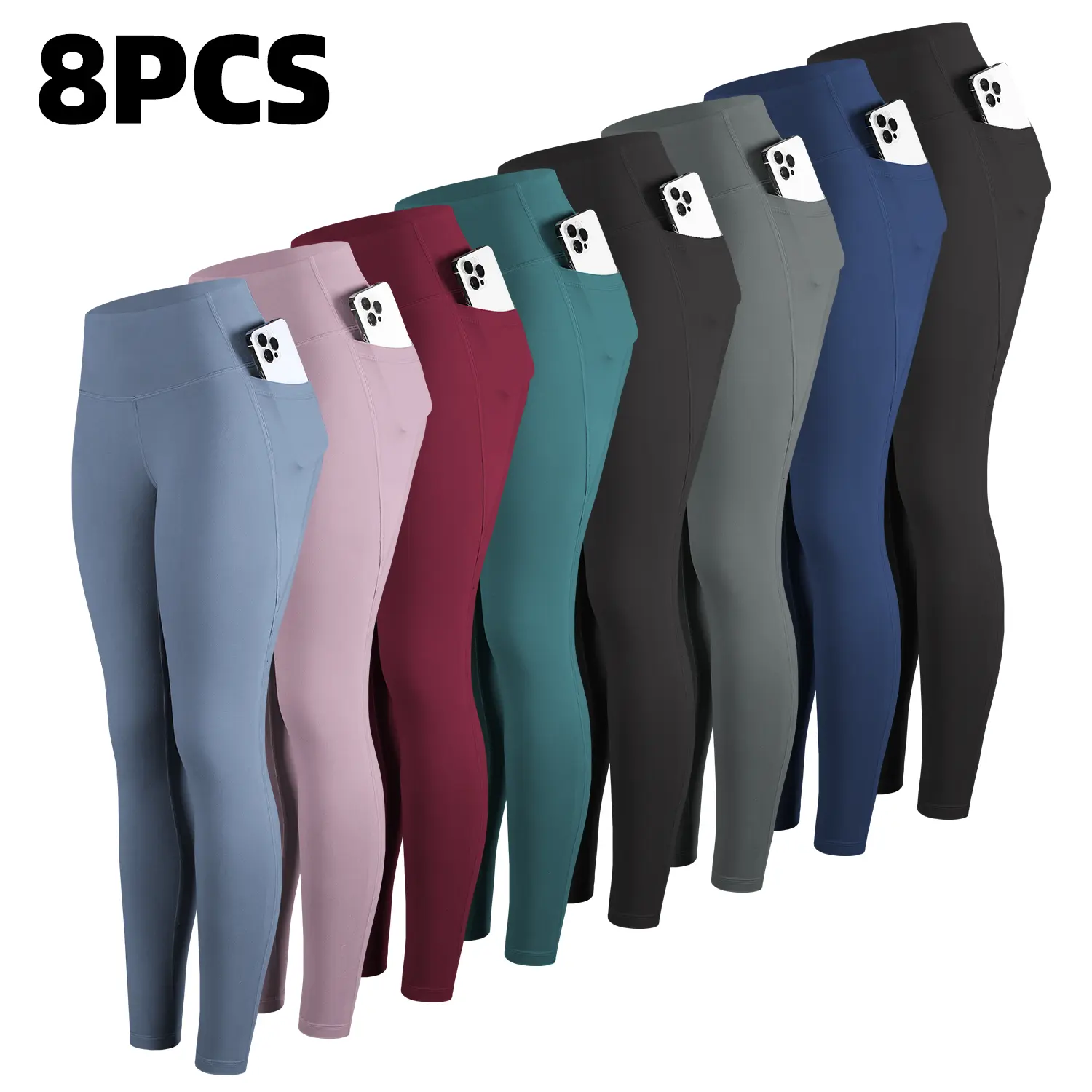 8 Packs-GrayNavyRedGreenPinkBlue2Black