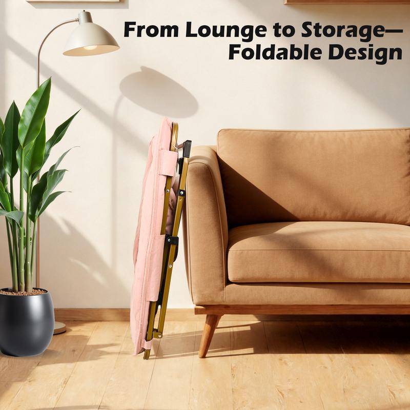 Plush Foldable Lazy Chair Cloud-Soft Comfort for Reading Napping 300lbs Sturdy Metal Frame Triangular Structure Non-Slip Feet Floor Safe Design Plush Foldable Lazy Chair Cloud-Soft Comfort for Reading Napping 300lbs Sturdy Metal Frame Triangular Structure Non-Slip Feet Floor Safe Design