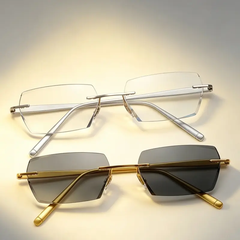 2026 New Upgrade Cut Edge Rimless Smart Photochromic Reading Glasses For Men Women, Minimal Comfort Single Vision Anti Blue Light Blocking Transition Eyeglasses, Lightweight Transition Readers For Office Outdoor Use