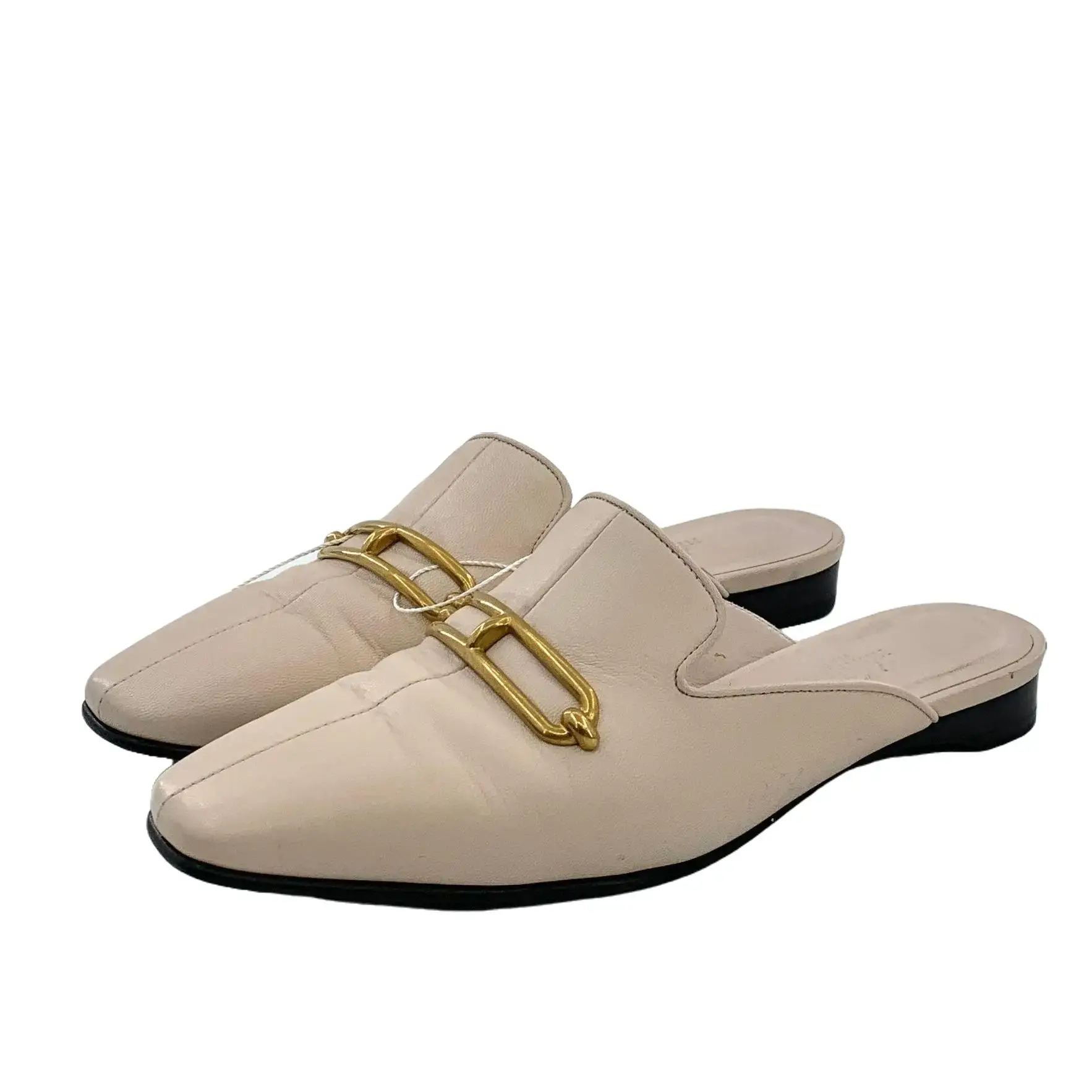 RDLT-Hermès Size 36 Esmee Nude Goatskin Mule Slides with Pig Nose Buckle-J37660