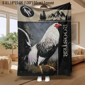 Rooster Pattern Blanket, 1 Count Soft Comfortable Throw Blanket, Cool Bedroom Bedding Blankets, Warm Napping Blanket for Home Office Travel Camping, Lightweight Cozy Blanket