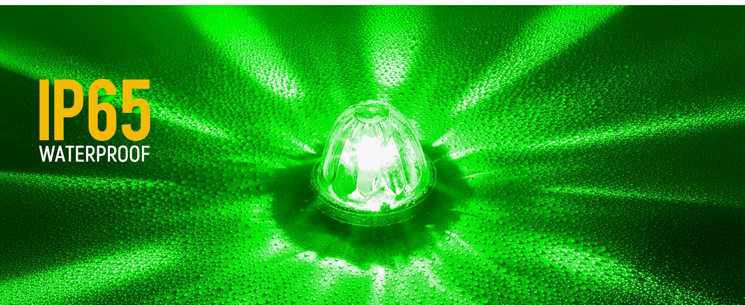 Partsam 2Pcs Glass Watermelon Lights Clear Lens Green LED Side Marker Turn Signal Lights for Kenworth Peterbilt Freightliner Trucks