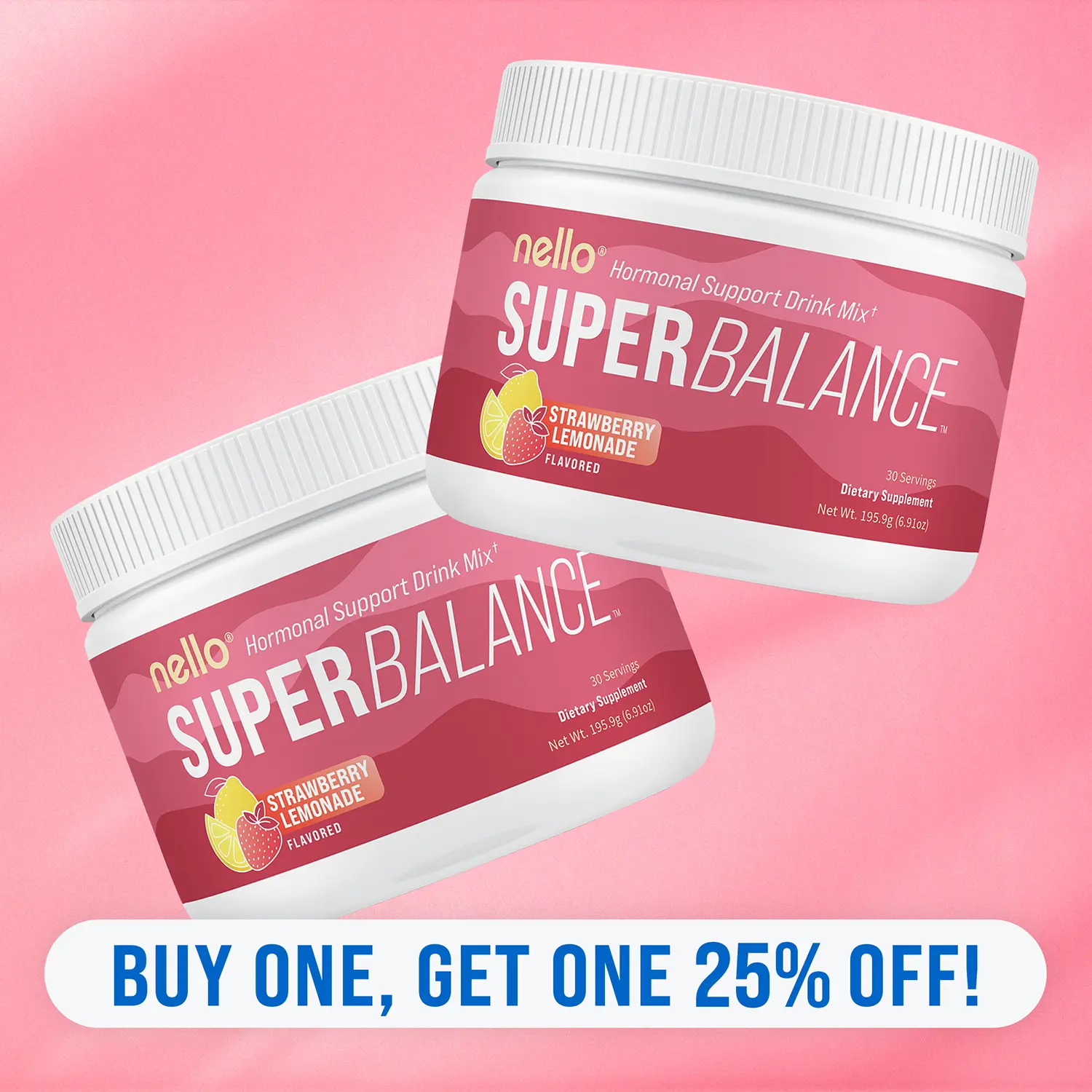 Nello Superbalance Hormonal Support Drink Mix, 30 Serving Tub 2-Pack (Same Flavor), SRI-81 Shatavari, Myo-Inositol, Rhodiola Rosea, Vitamin C, Magnesium, Theobromine, Vitamin B6/C
