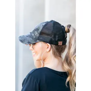 Aili's Corner CC Camo Criss-Cross Ponytail Caps
