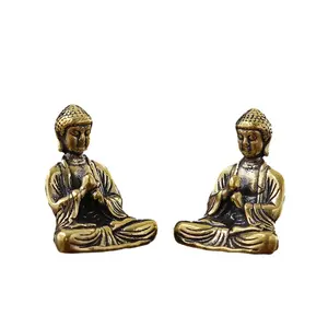 Set of 10 Brass Figures of the Buddha (Shakyamuni) for Home Decoration and Meditation