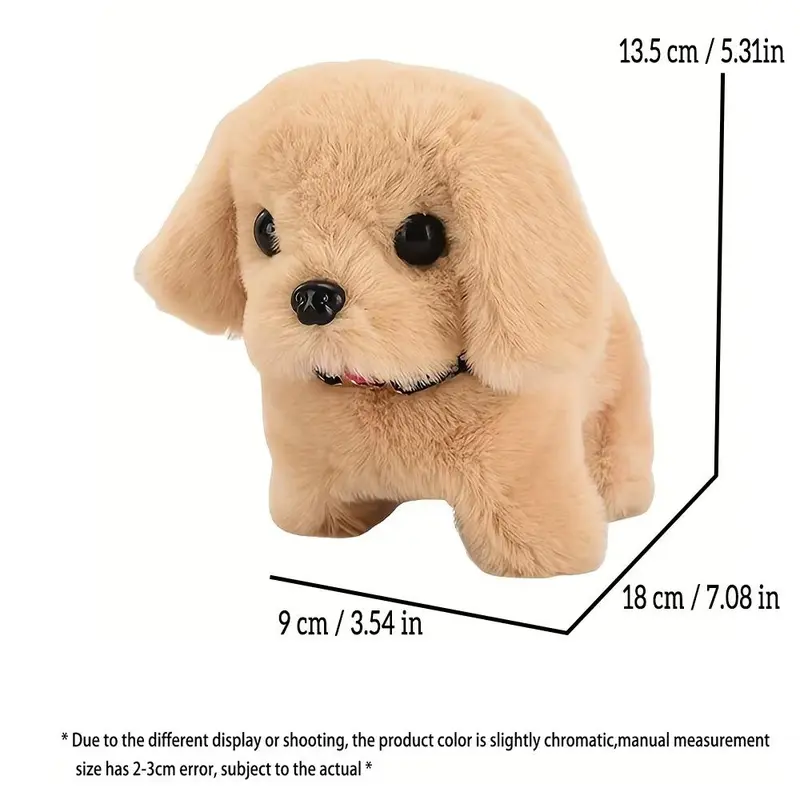 Furry toy dog - Electronic interactive plush toy, pet companion. Battery-powered toy plush puppy. Pet electronic interactive toy. Walks, barks, wags tail. Simulates a puppy, a cute plush animal gift for boys and girls.