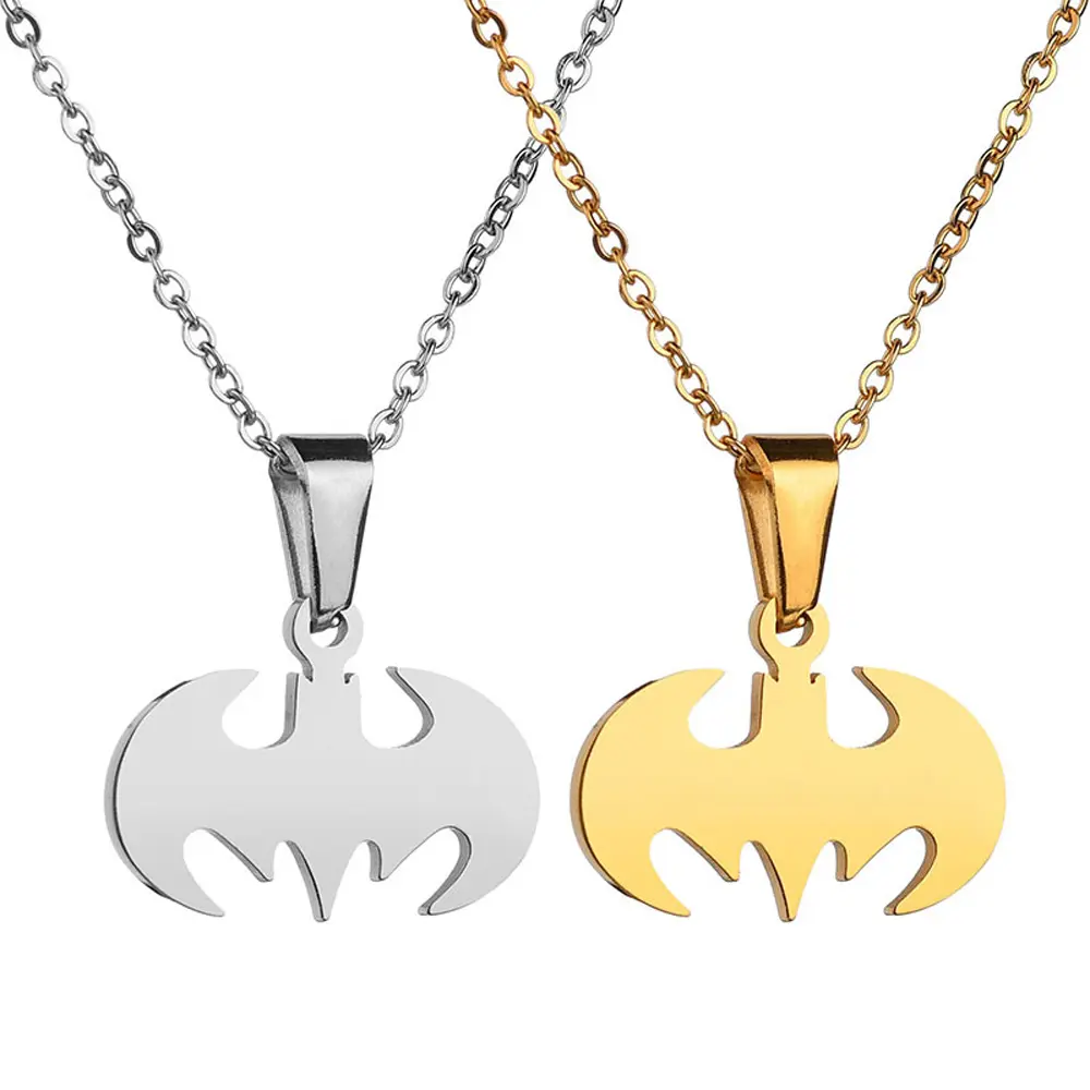 Bat Necklace for Men Women Stainless Steel Gold Silver Lightweight Trendy Cool Men's Bat Pendant Necklace Non Tarnish Waterproof Non Tarnish Jewelry Stylish Y2k Emo  Accessories Christams Birthday Gift for Woman Man Him Her GF BF