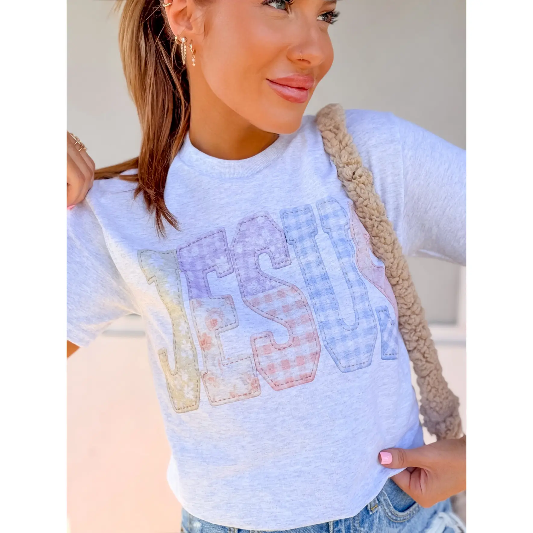 Quilted Jesus Graphic Top