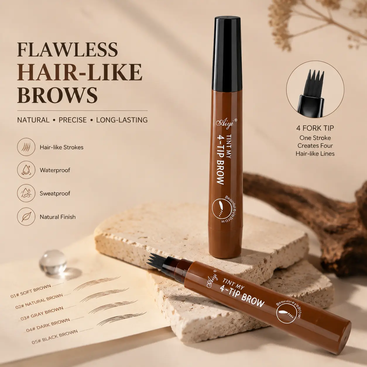 Eyebrow Makeup Set, 4-Prong Split Tip for Lifelike Hair-Like Brow Strokes, Buy 1 Get 1 Free Hot Deal, Cost-Effective Beauty Product