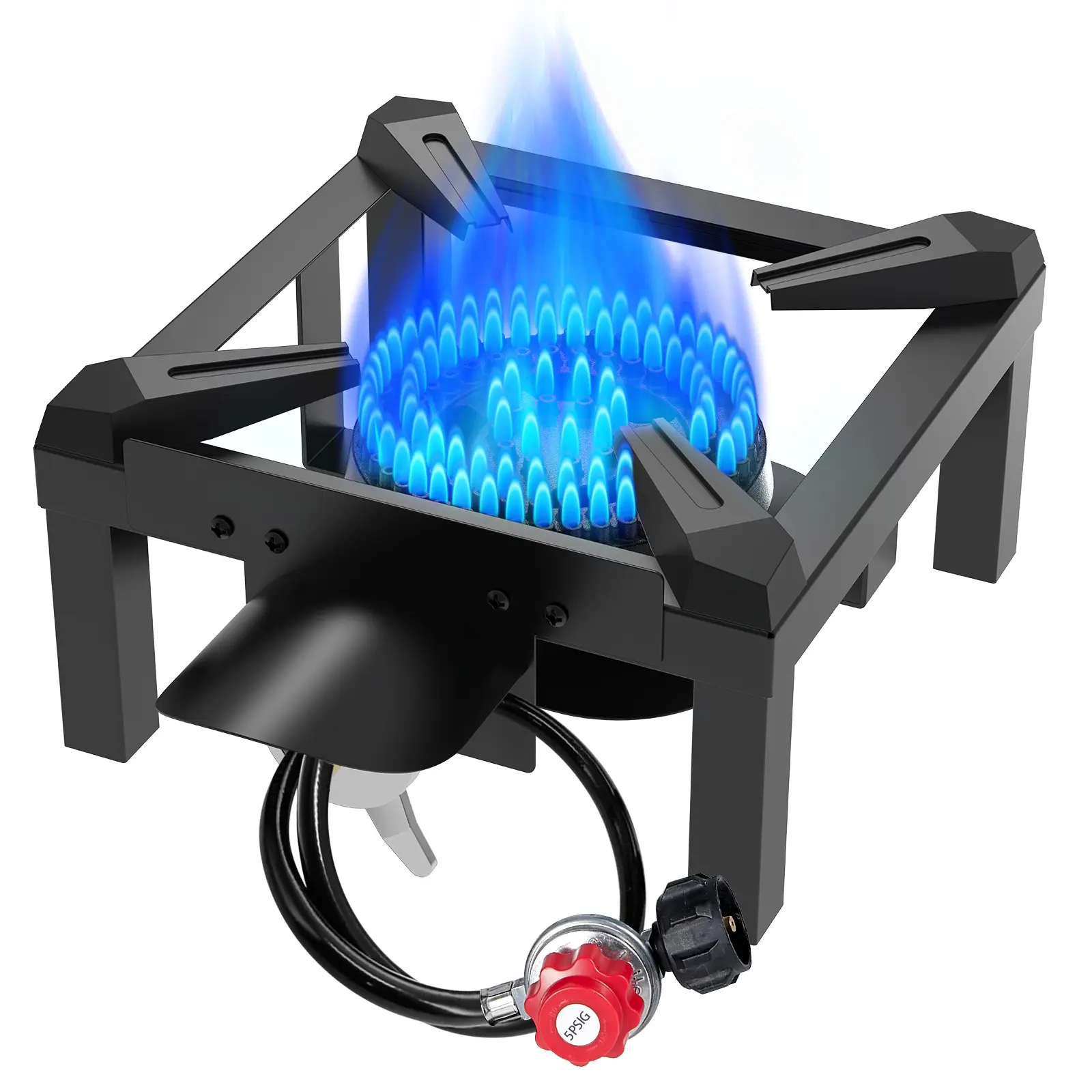 BESTFIRE 100K BTU High-Pressure Propane Burner – 10" Portable Cast Iron Gas Stove with Adjustable Regulator & 4.1ft Stainless Steel Hose, Heavy Duty Outdoor Cooker for Backyard BBQ, Seafood Boil, Camping & Home Use frying turkey picnic single patio