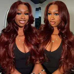 13x6 Body Wave Reddish Brown Lace Front Wigs Human Hair 180% Density HD Lace Front Wigs Human Hair  Natural Color Glueless Wig 13X6-350# body wave human hair wig 30 Inch
