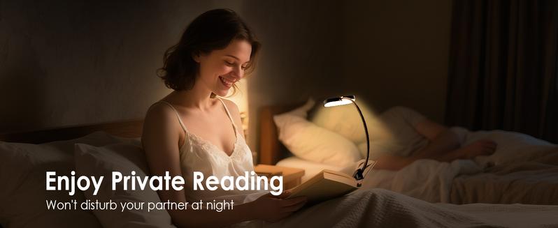 Clip-On Reading Light! 3 Color Temperatures & Stepless Dimming, Student Dorm & Bedside Lamp, Eye-Care Night Light
