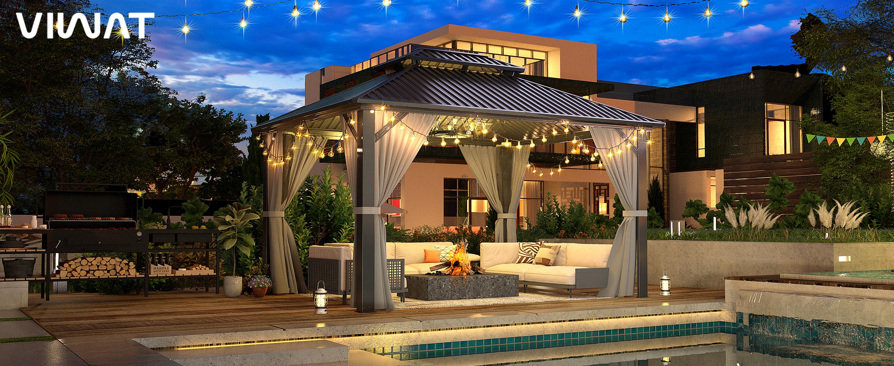 10x12ft Grey Hardtop Gazebo – Heavy-Duty Aluminum Frame with Double Galvanized Steel Roof, Waterproof & UV-Resistant for Patio, Garden & Lawn, Easy Assembly with Pre-Drilled Base, Patio Deck Roof Cover 10x12ft Grey Hardtop Gazebo – Heavy-Duty Aluminum Frame with Double Galvanized Steel Roof, Waterproof & UV-Resistant for Patio, Garden & Lawn, Easy Assembly with Pre-Drilled Base, Patio Deck Roof Cover