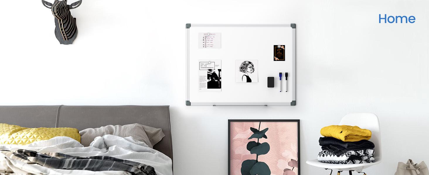 Sweet Furniture S - Magnetic White Board Kit for Wall 36" x 24"，1 Dry-Erase Eraser&2 markers Markers&4 Magnetic Pins, Sliver Reinforced Aluminum Frame