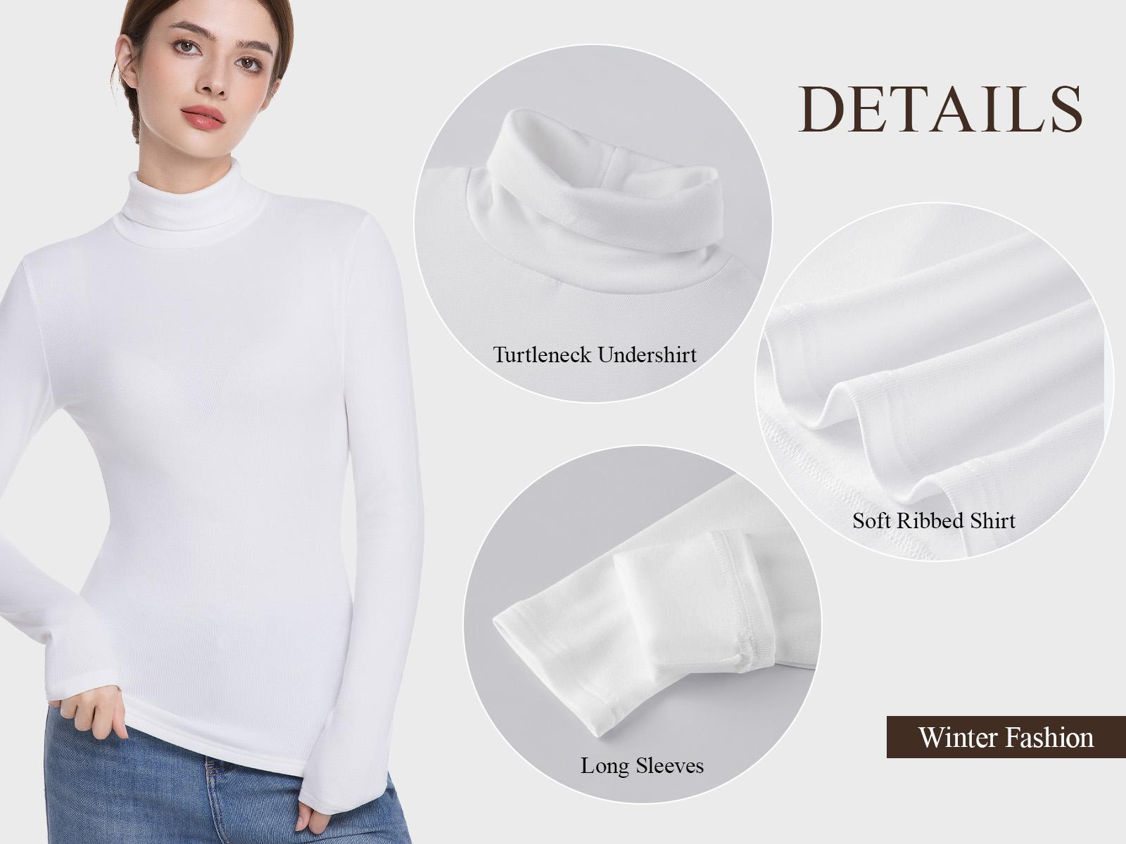 Women’s  Baselayer Thermal Turtleneck Top – Long Sleeve Lightweight Heat-Generating Thermal Shirt