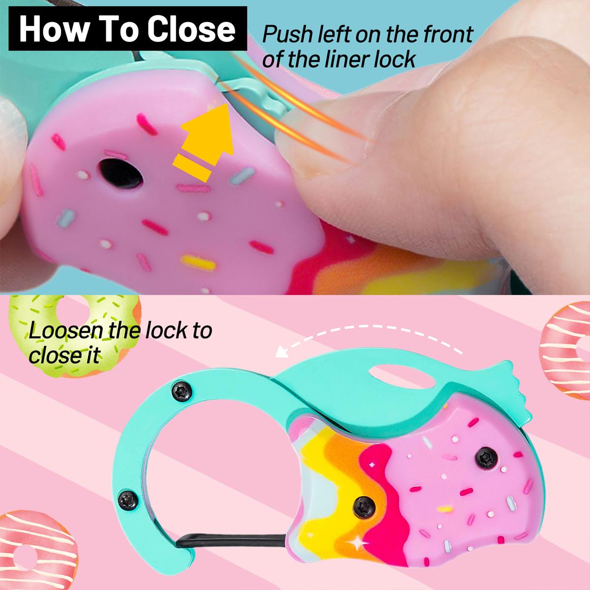 Small Pocket Toy Knife for Women, Cute Donut Folding Box Cutter with 1.34 inch Sharp Blade, EDC Knives Tool for Everyday Carry, Great Gift for Her