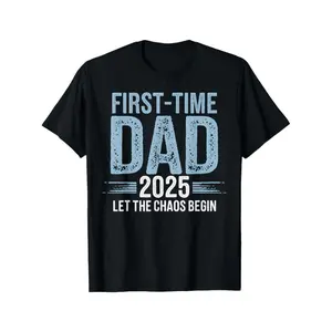 graphic tees Men'S T-shirt First Time Dad 2025 Funny New Dad Father'S Day Gift T-Shirt Mens Letter Print T-Shirt, Ultra-Comfortable, Casual Style for Daily Wear, Workouts & Resort Getaways - Soft, Breathable Fabric in a Stylish Crew Neck Design, Plus Size