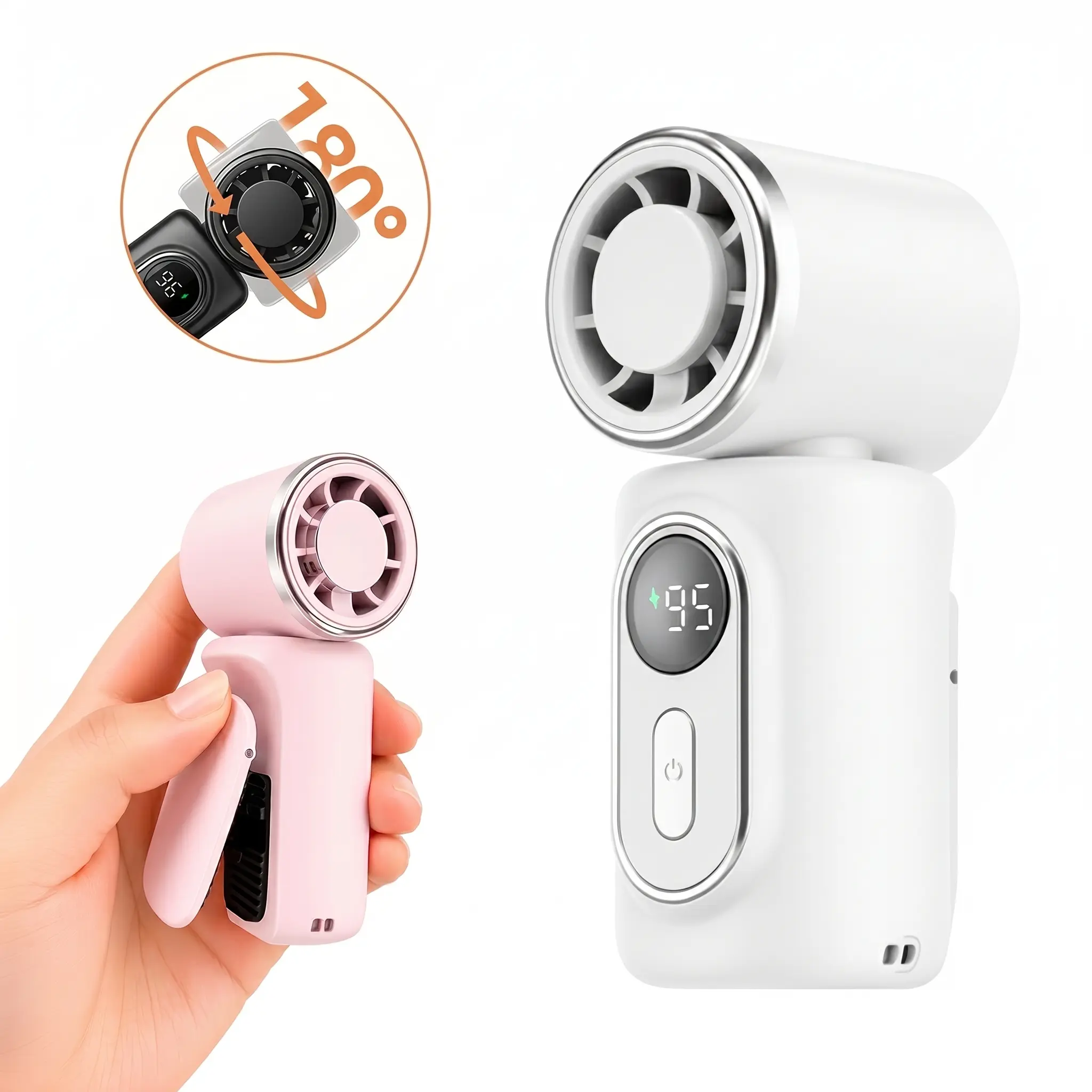 Mini Portable Clip Fan 3 in 1 Rechargeable Handheld Desk Fan with 3000mAh Battery, 5 Speeds, 180 Degree Adjustable Airflow, USB Cooling Fan for Travel Office Home Personal Use,Personal Use - Protection