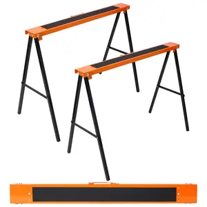 DONEXT 2-Pack Folding Portable Saw Horses, Heavy-Duty Steel Frame Tool Accessories with Fast-Open Legs, Convenient Handle, Secure Support Base, 275 lbs Load Capacity for Garage, Workshop, Furniture Projects, Concrete Drill Bit Compatibility