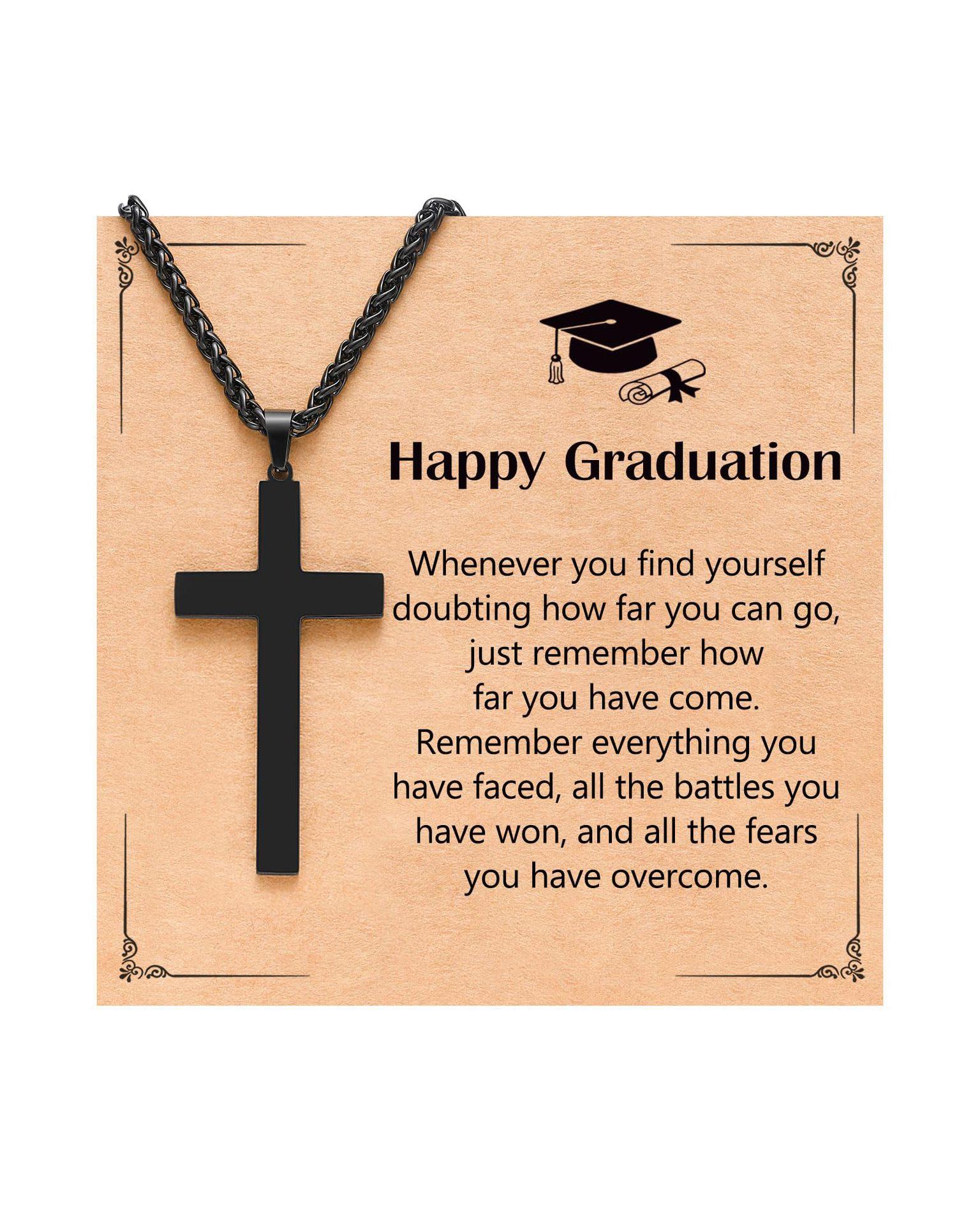 Cross Pendant Necklace for Men Teens Boys, Stainless Steel Bible Verse Flag Jewelry, Patriotic Faith Gift,Cross Necklace for Men Teen Boys Christian Easter & Graduation Gifts