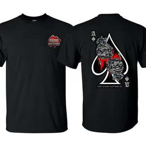 Side Action Ace of Spades Tactical Skull Operator Graphic Tee, Dual Combat Skull Soldier Design with Night Vision Helmet, Patriotic Military Streetwear Shirt, Gift for Veterans & Tactical Fans, Unisex Cotton Short Sleeve Casual Shirt