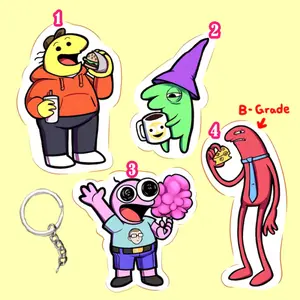 3in Smiling Friends Acrylic Keychains - Pim, Charlie, Glep