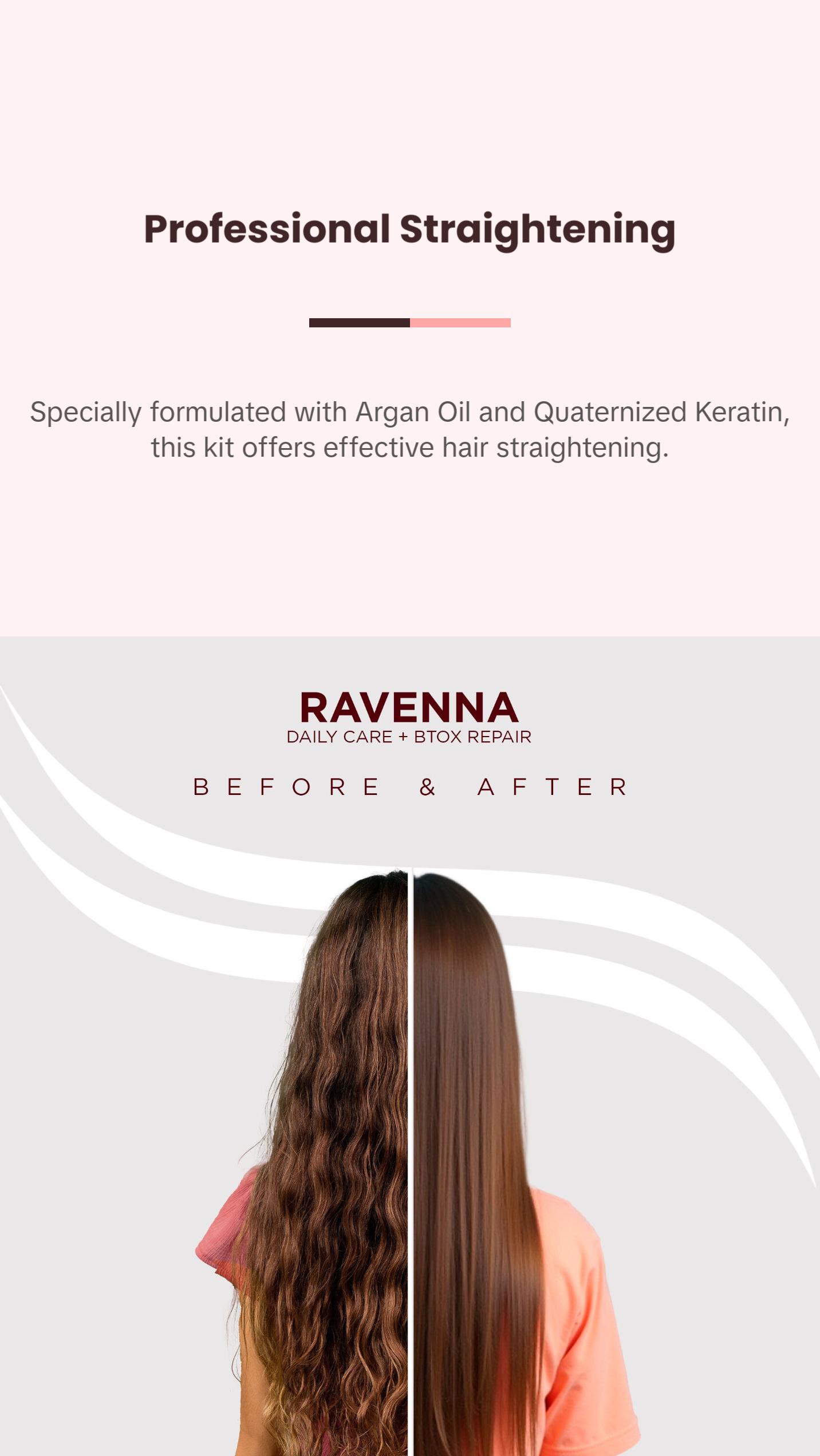 I BELLI CAPELLI Ravenna Daily Care + B-tox Repair Kit Hydration Straightening Intense Shine Conditioner Argan Oil Repairing Gentle Moisturizing Shampoo and B-tox Repair Mask for Radiant Hair Foam