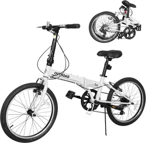 20 inch Folding Bike,7 Speed Lightweight City Commuter,Foldable Bike for Adults with Aluminum Frame Step Through Collapsible Bike for Women Men Seniors(Black/White/Blue/Pink)